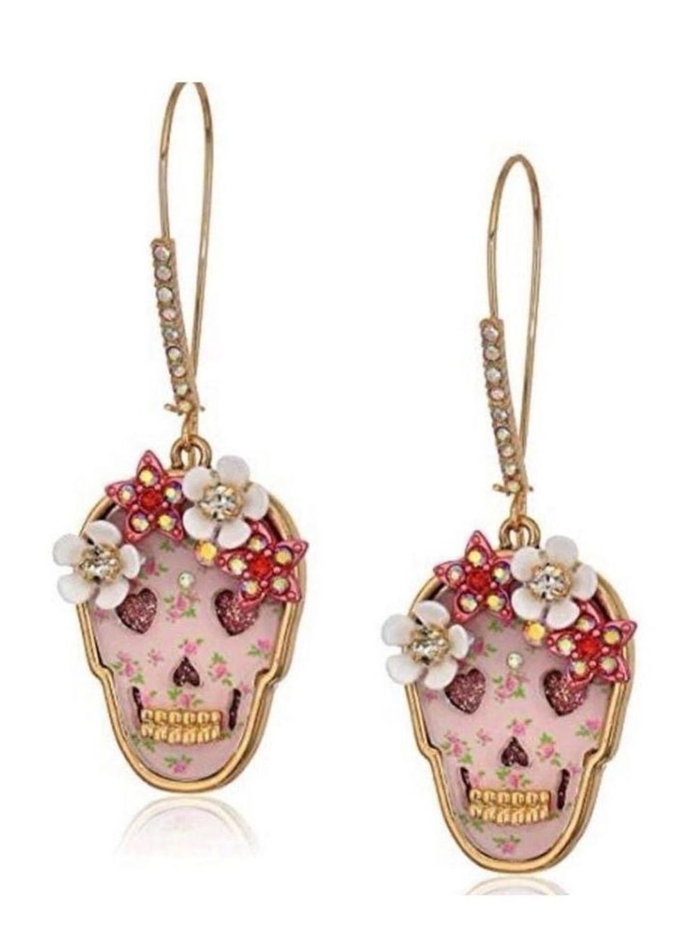 NWT Betsey Johnson Pink Sugar Skull earrings